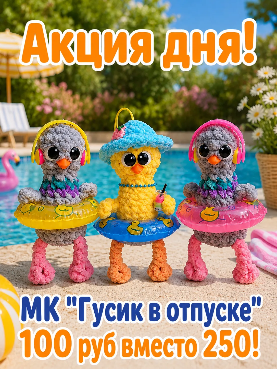 ☀️ Акция дня!

Сегодня мастер-класс «Гусик в отпуске» можно приобрести всего за 100 ₽ вместо 250 ₽.
