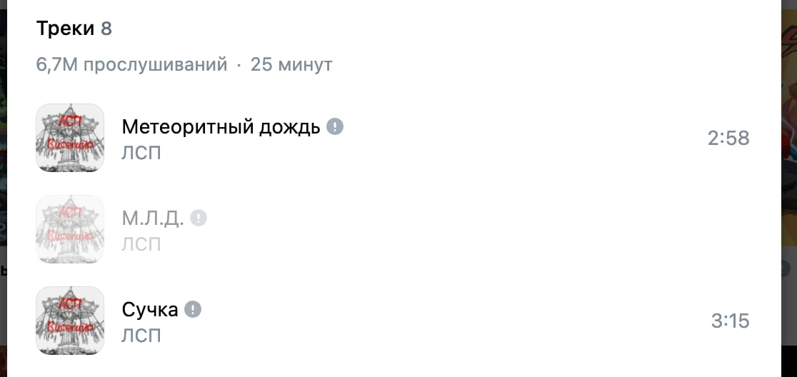 💊 Трек «М.Л.Д.» был удалён с российских стриминговых площадок