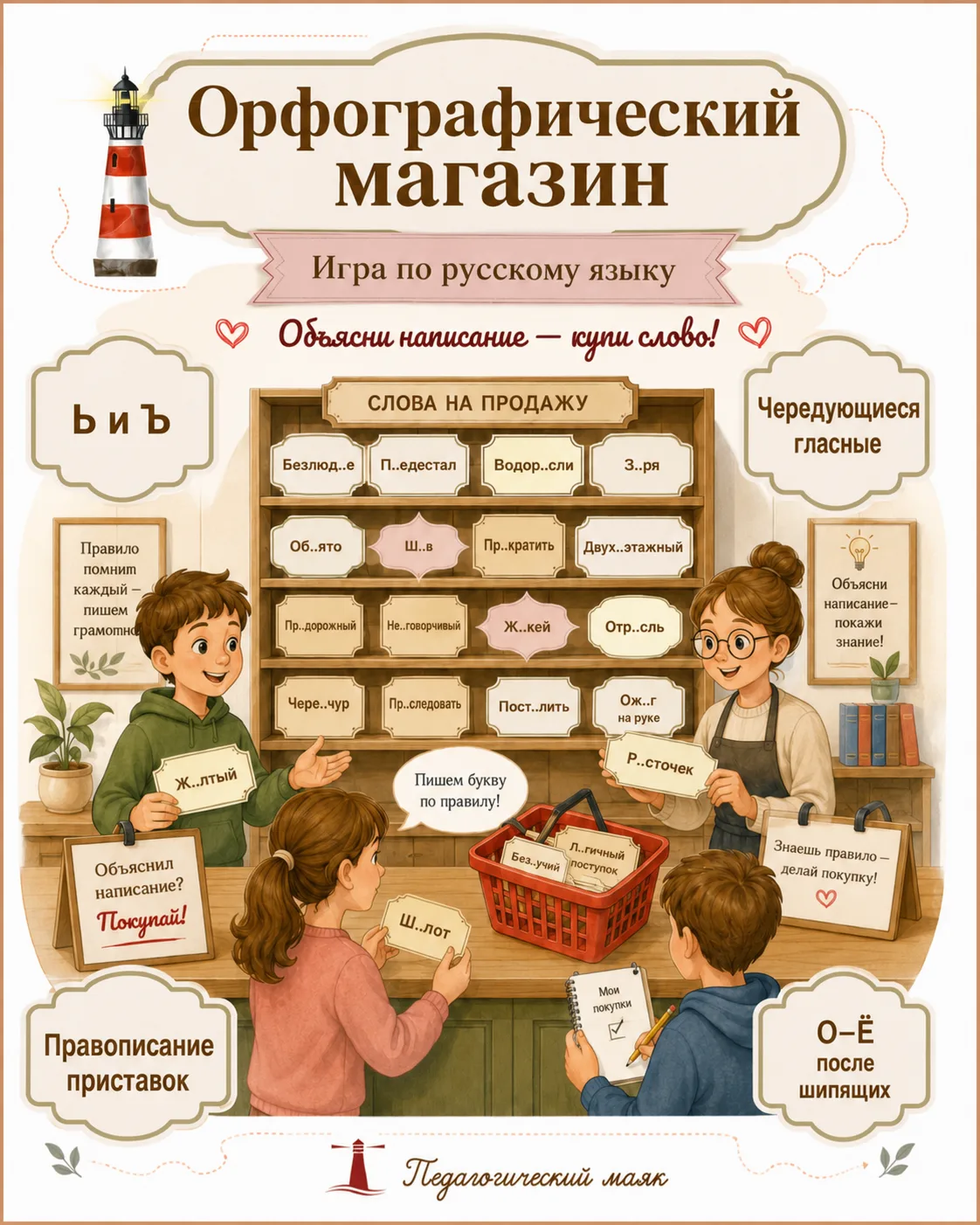 На онлайн-фестивале «Учительская на опушке» поделюсь материалами для необычного повторения правил. 
