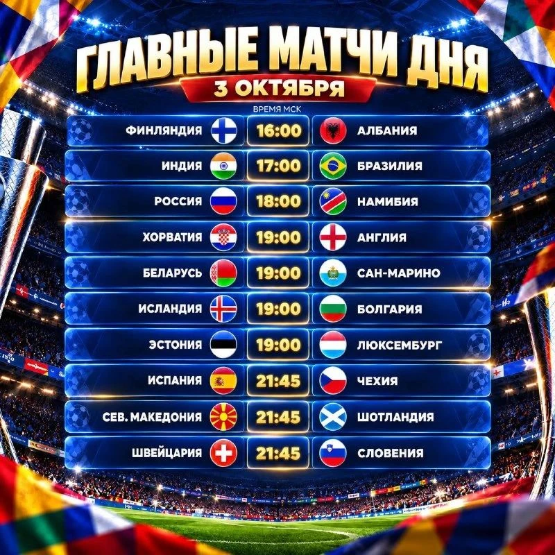 ⚽️ РАСПИСАНИЕ СЕГОДНЯШНИХ МАТЧЕЙ!