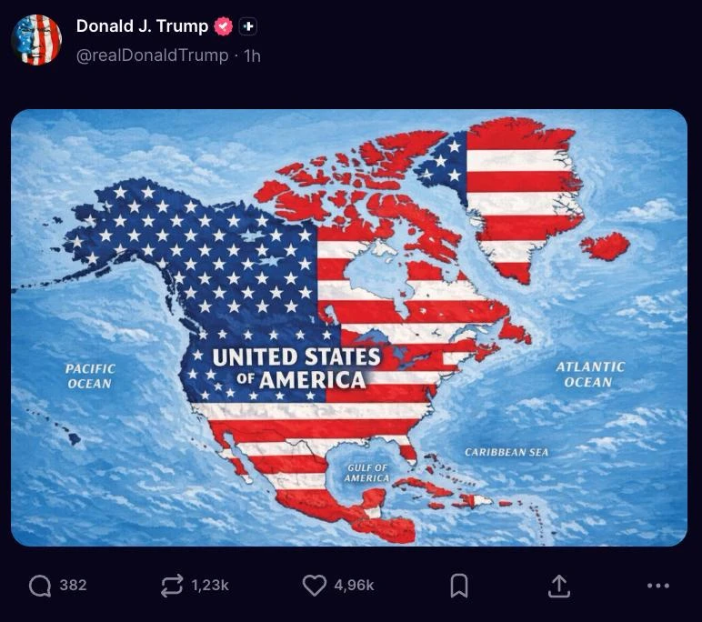 Трамп окрасил в цвета американского флага страны Северной и Центральной Америки, а такж...