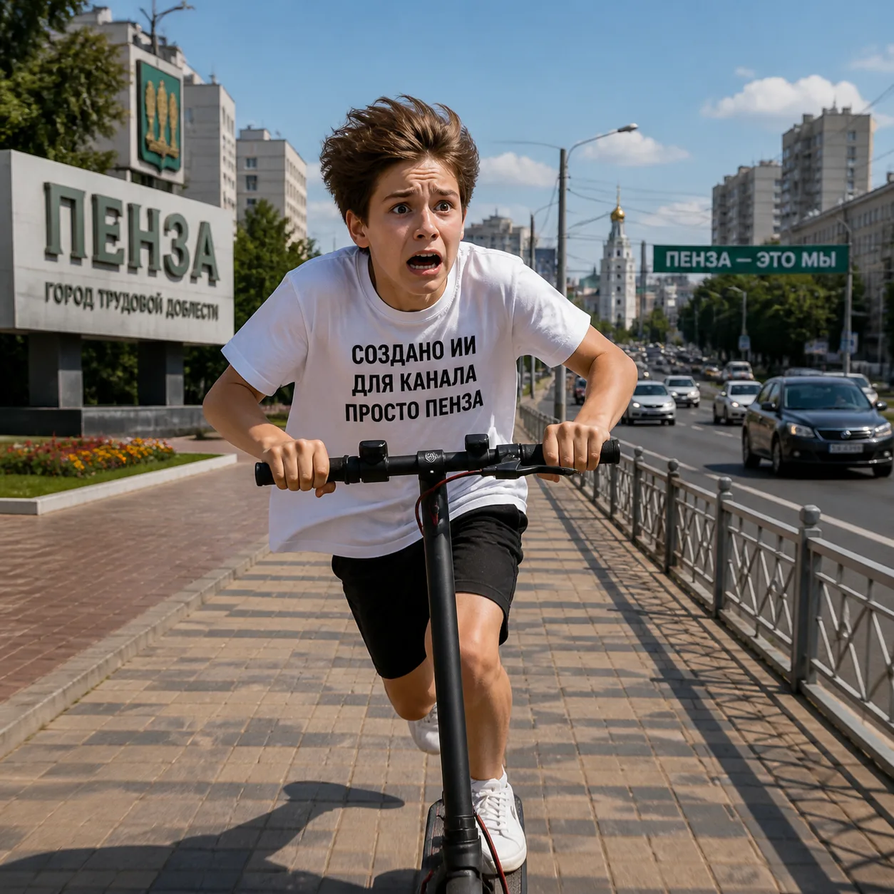 В Пензе ребёнок на электросамокате влетел в дерево — мальчик в больнице.
