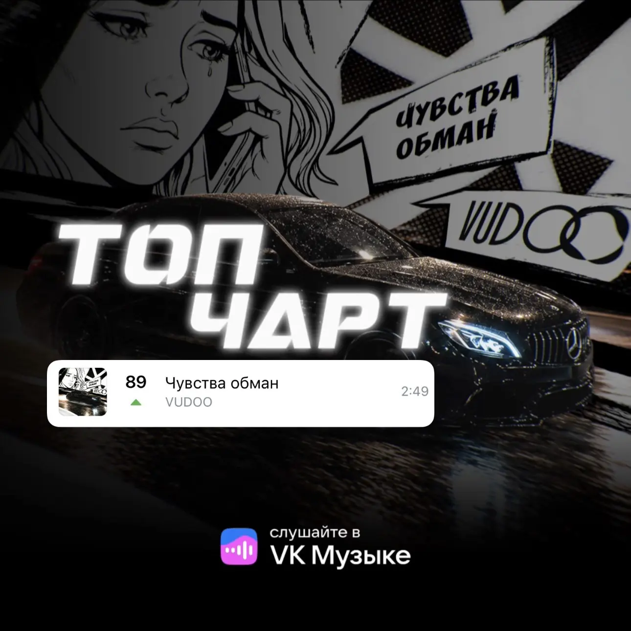 Трек «Чувства обман» занял 89 строчку в топ чарте ВК Музыки!

Спасибо за вашу поддержку🙏🏼 
Подниме