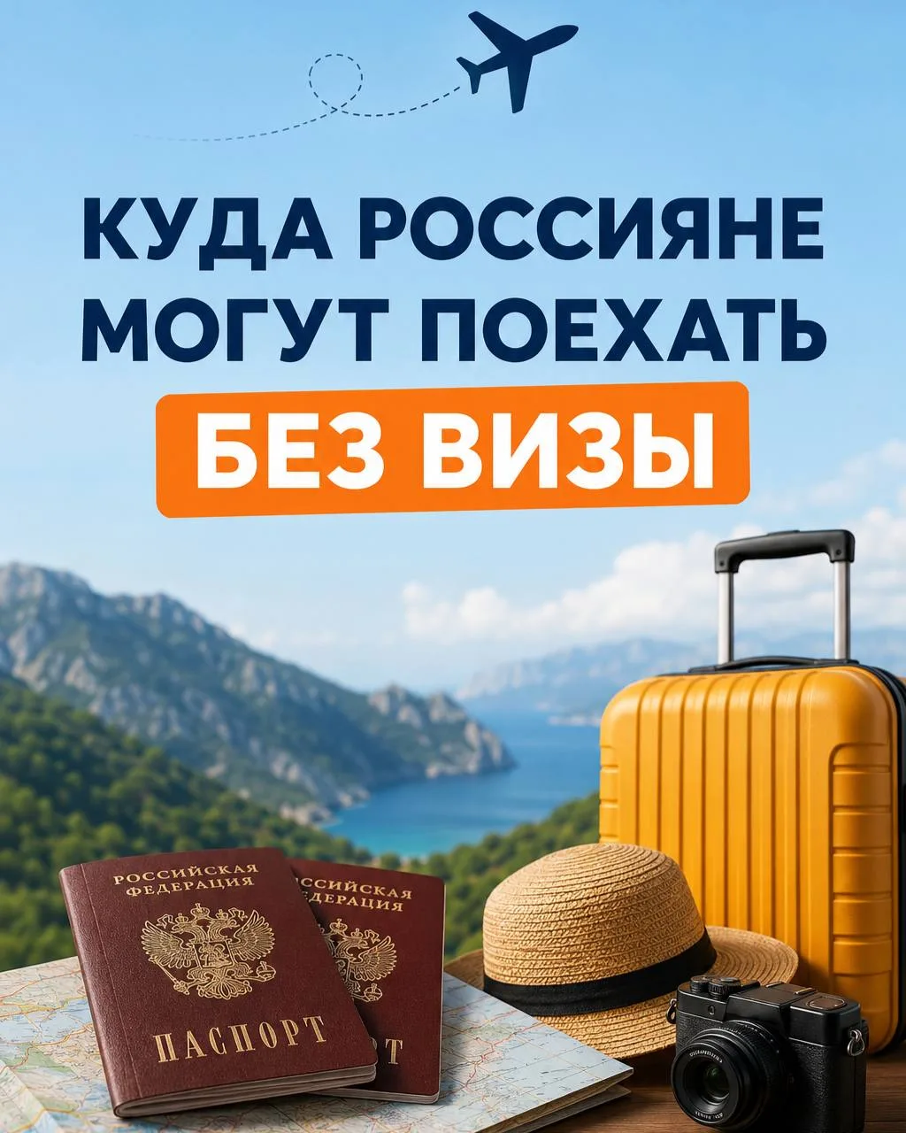 ✈️Куда россиянам можно без визы — а в некоторые страны ещё и без загранпаспорта
