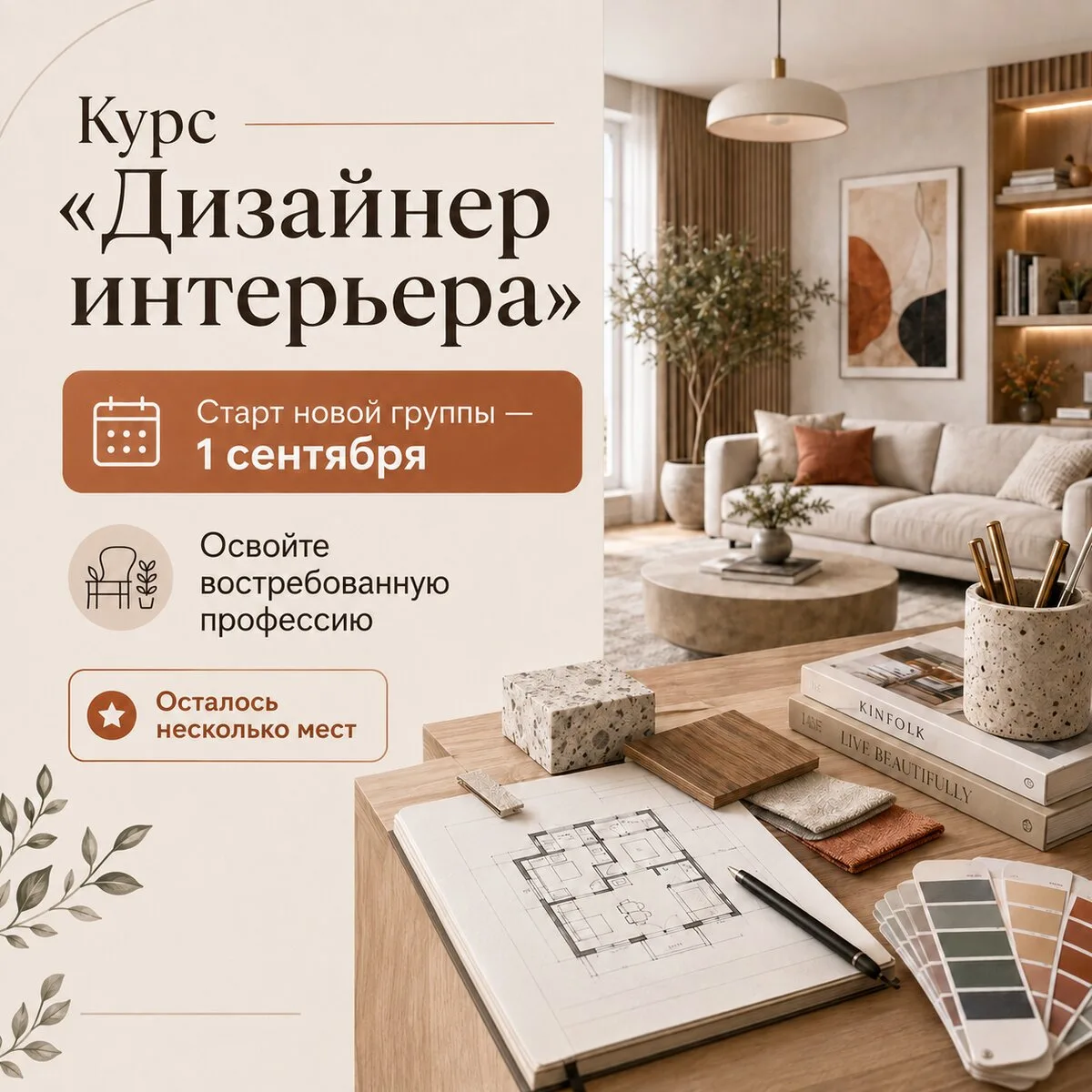 Обучение на дизайнера интерьера за 10 мес. Онлайн курс.