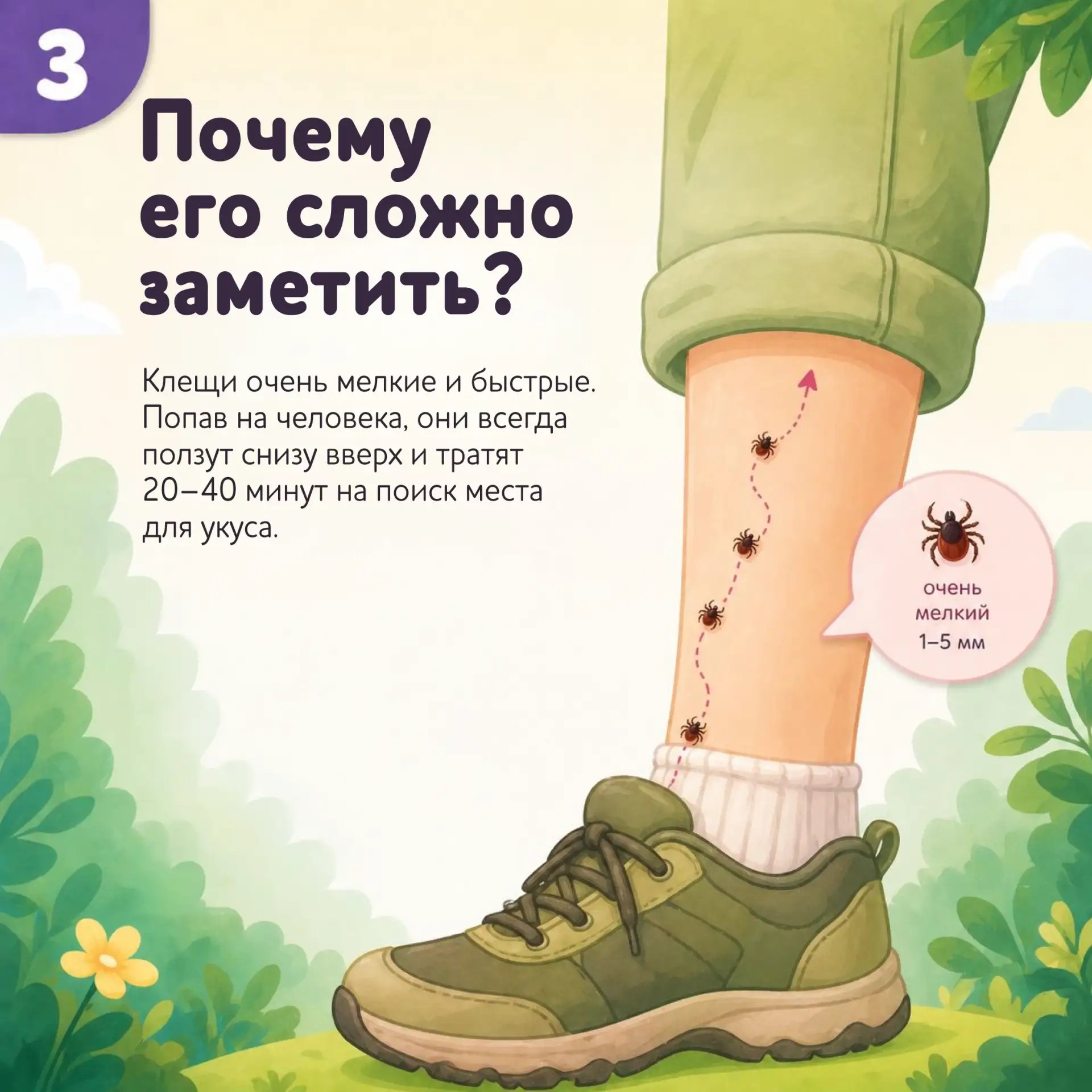 Хантымансийцы, сезон активности клещей уже стартовал! 🕷️  🌿 Снег почти растаял, наши дети всё больше