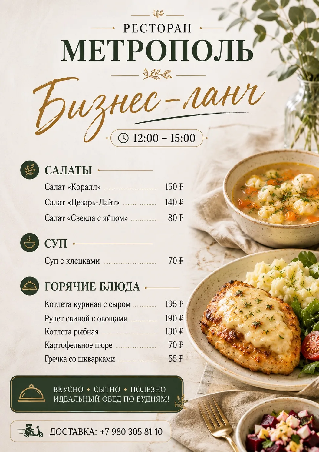 Бизнес-ланч, который делает день вкуснее 🍽