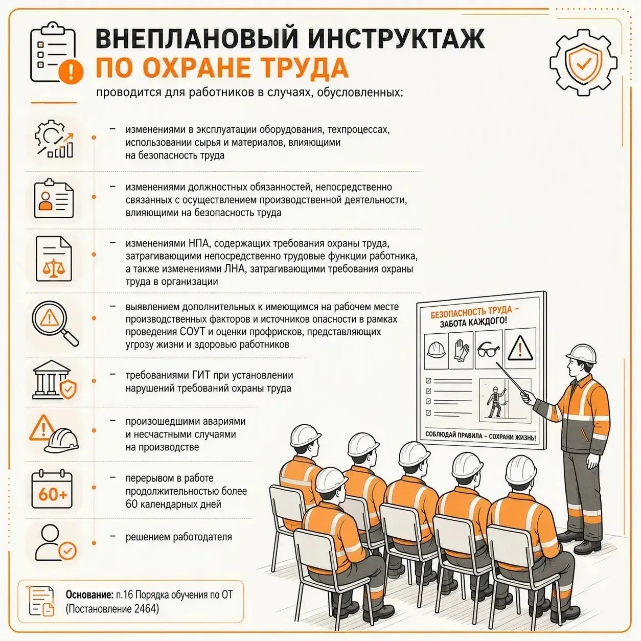 Первое найденное упоминание внепланового инструктажа в нашем законодательстве - 1965 год.