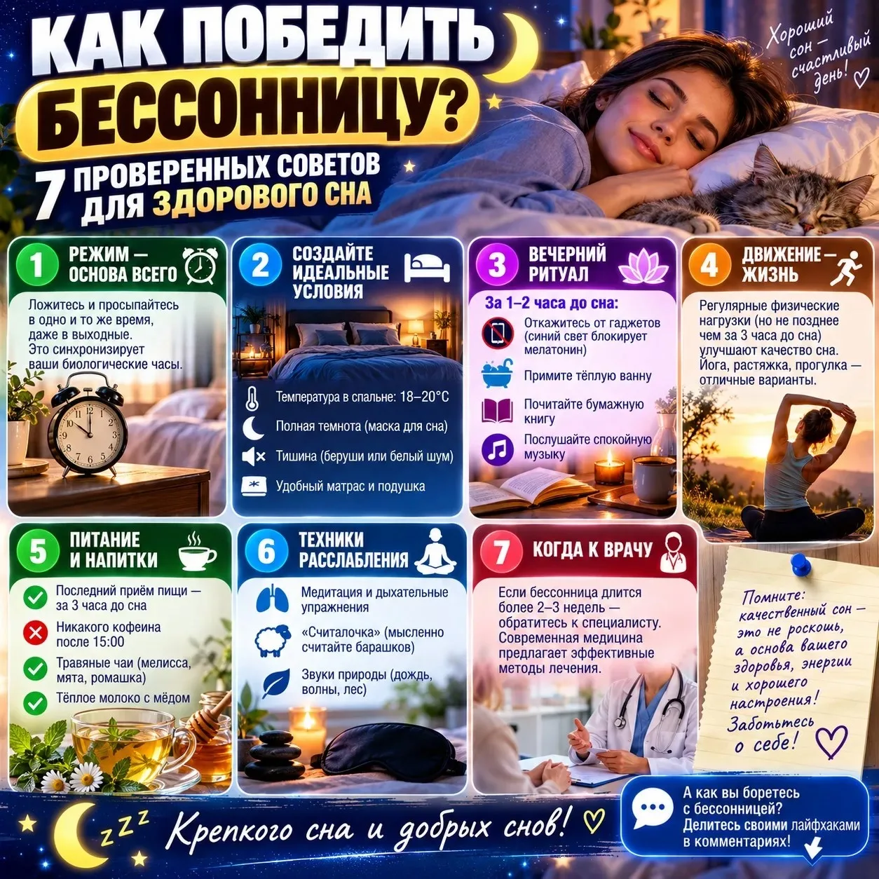 Как победить бессонницу: 7 проверенных советов для здорового сна 🌙