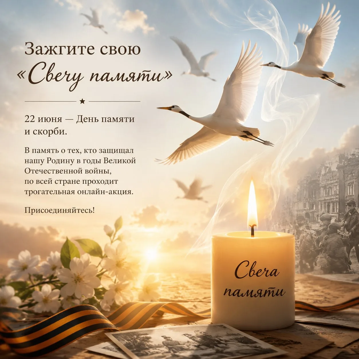 🕯 22 июня — День памяти и скорби.

В этот день по всей стране проходит акция «Свеча памяти», посвящ