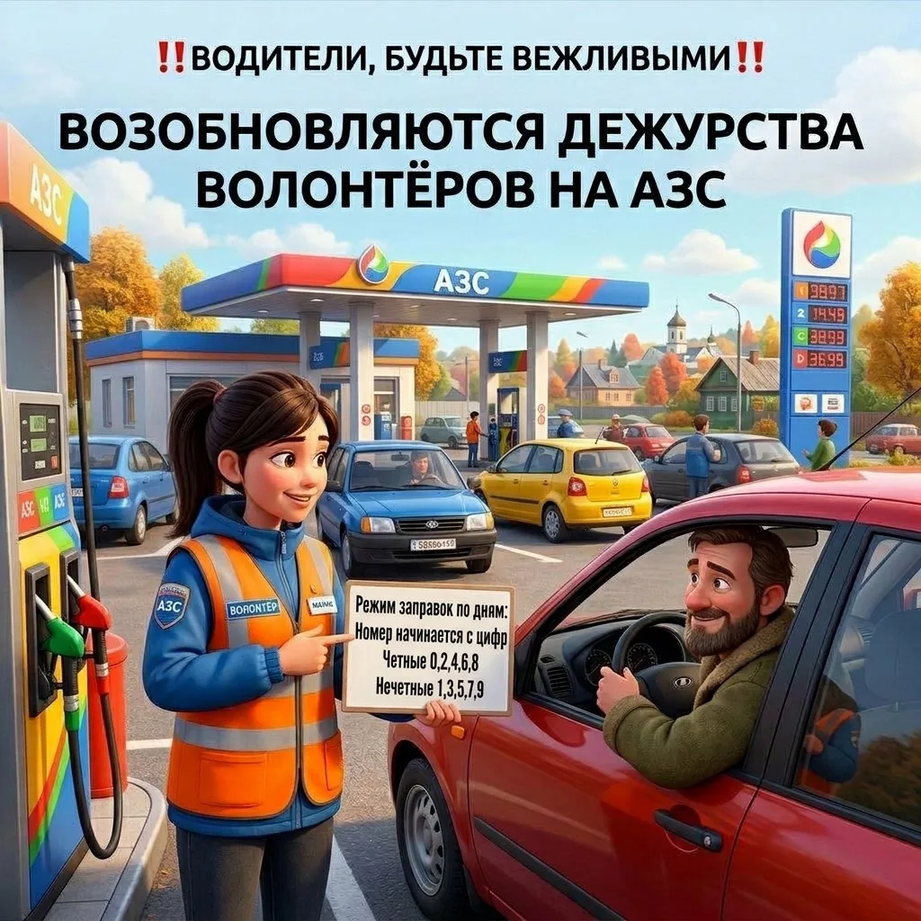 ‼️Сегодня возобновляются дежурства волонтеров на АЗС.