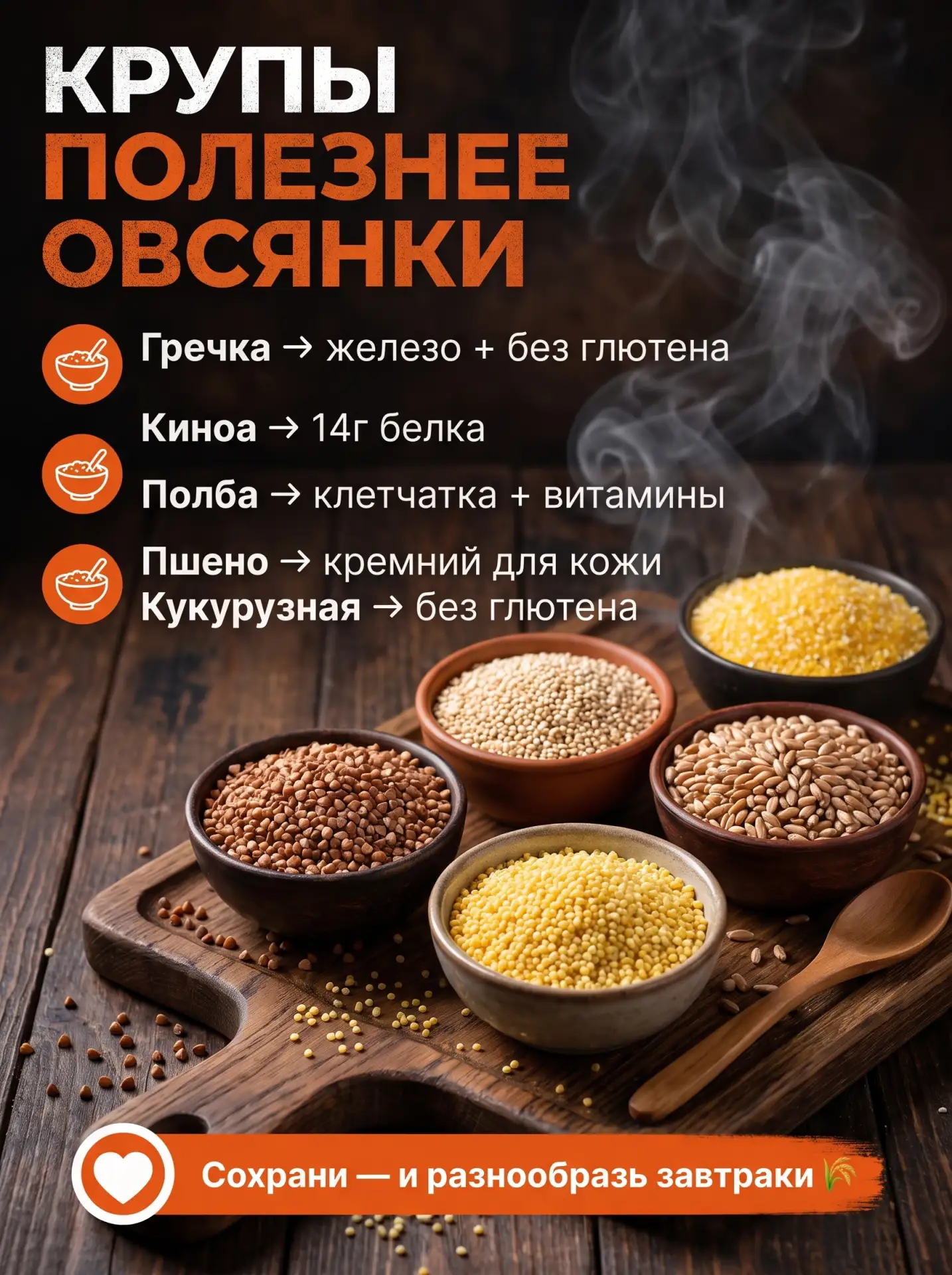 Овсянка — это классика. Но есть крупы, которые полезнее и интереснее по вкусу 😉