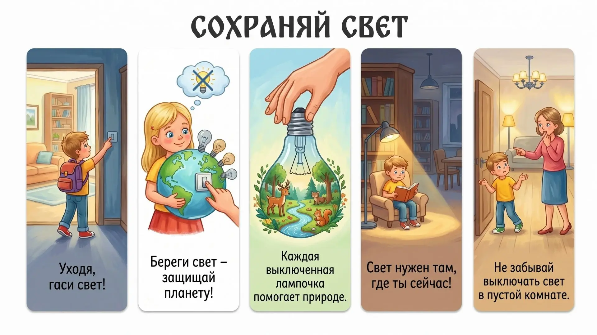 🌱 Эти картинки помогут понять и закрепить знания  по экологии и энергосбережению .