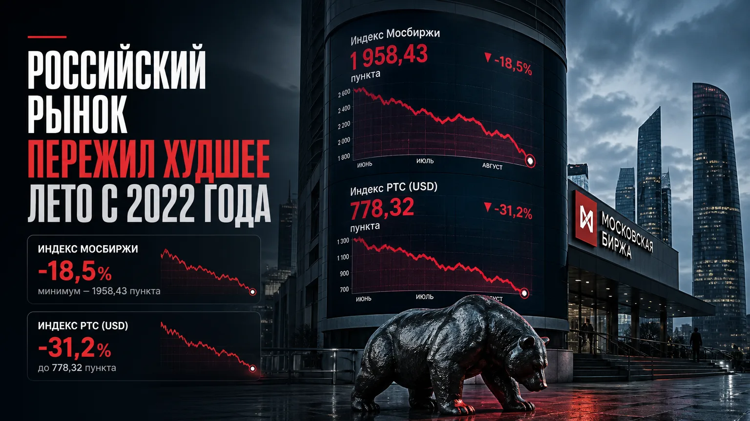 📉 Российский фондовый рынок пережил худшее лето с 2022 года