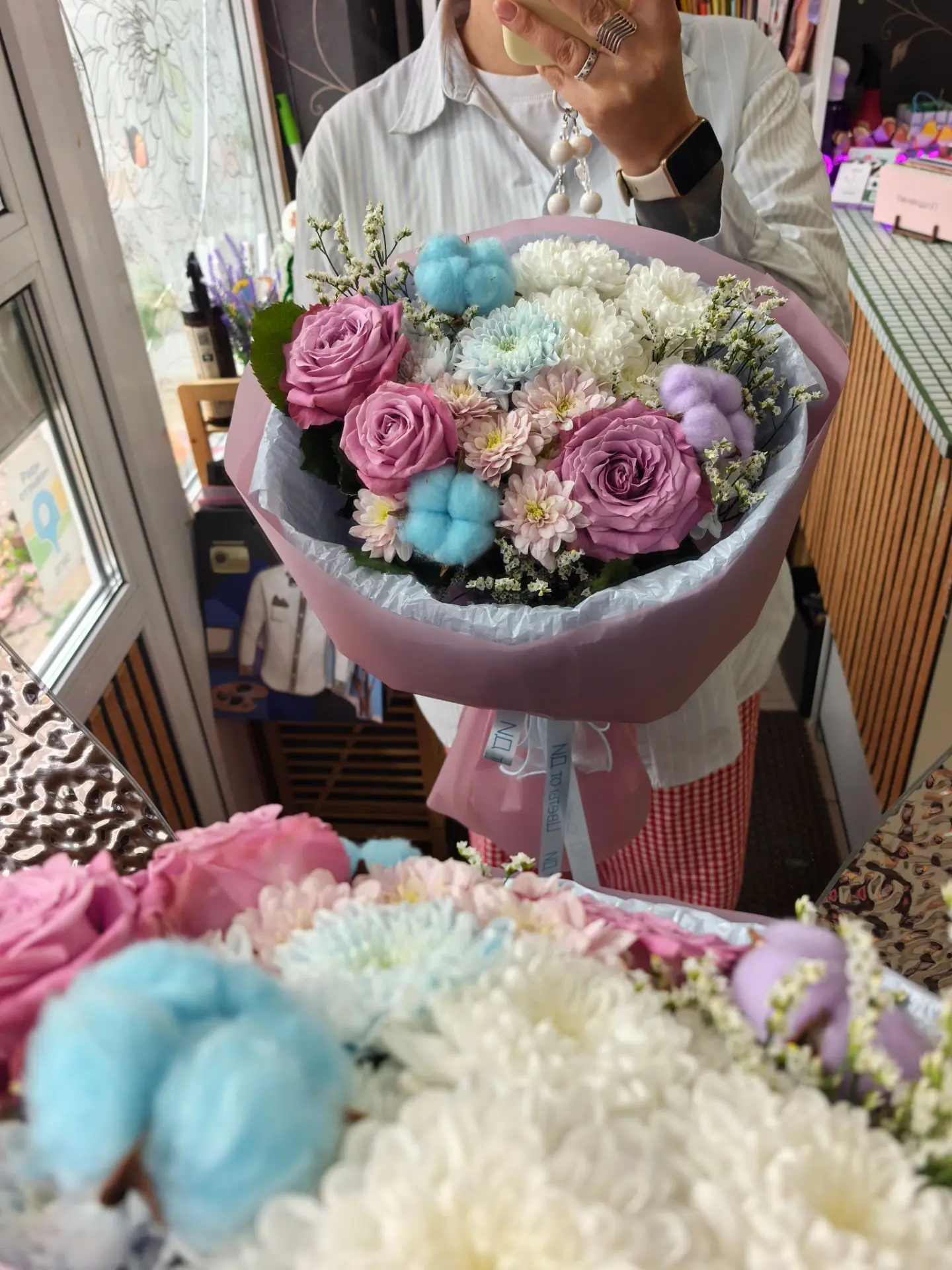 ☑️⚜️ Ну сегодня день круглых букетов 💜💙