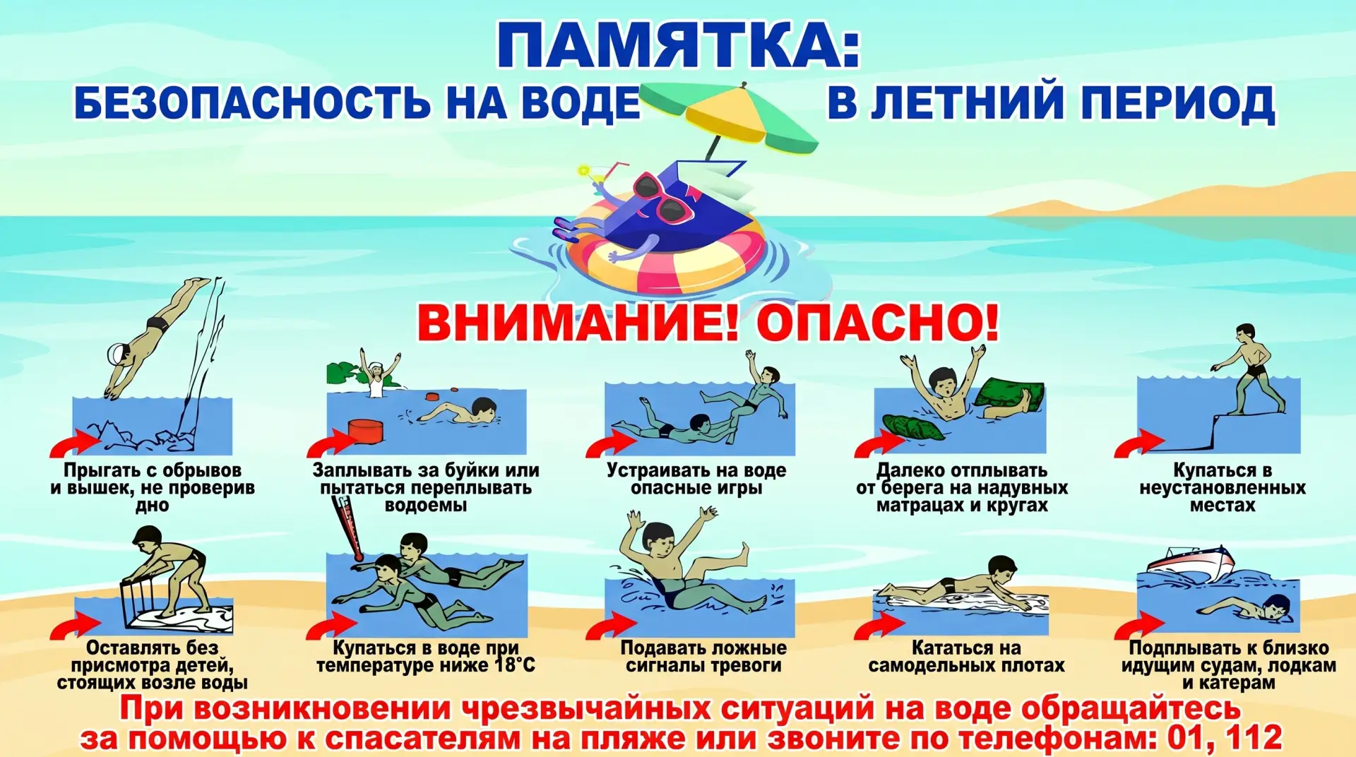 Каникулы, тёплая погода и водоёмы — отличное сочетание. Однако безопасность остаётся пр...