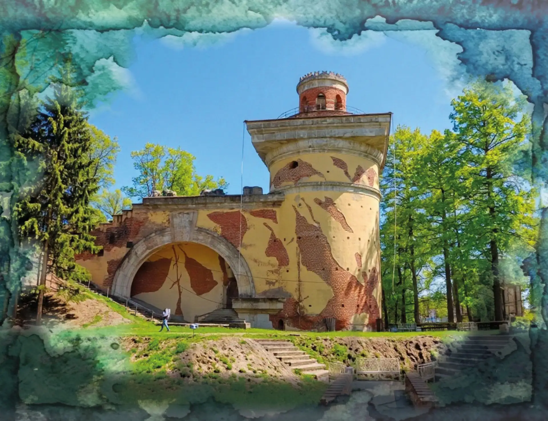 #МистикаЦарскогоСела
🧱 В Екатерининском парке Царского Села стоит Башня‑руина — памятник победе Рос
