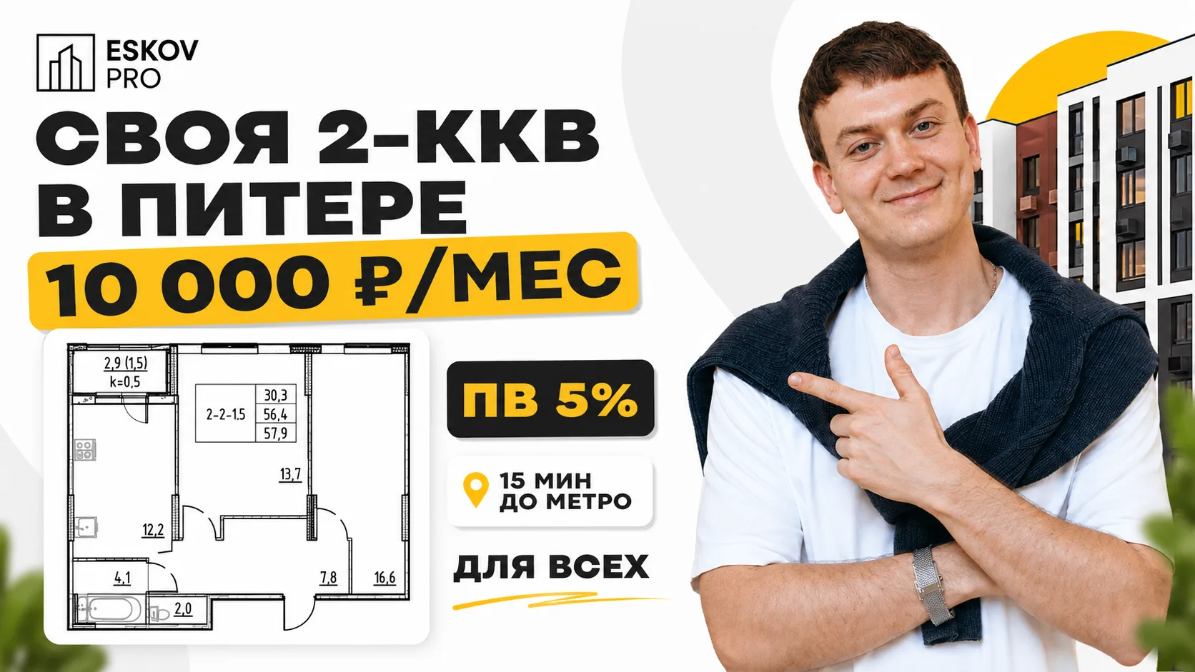 🤯 2-ккв в Питере за 10 000 ₽/мес — и это не студия на окраине