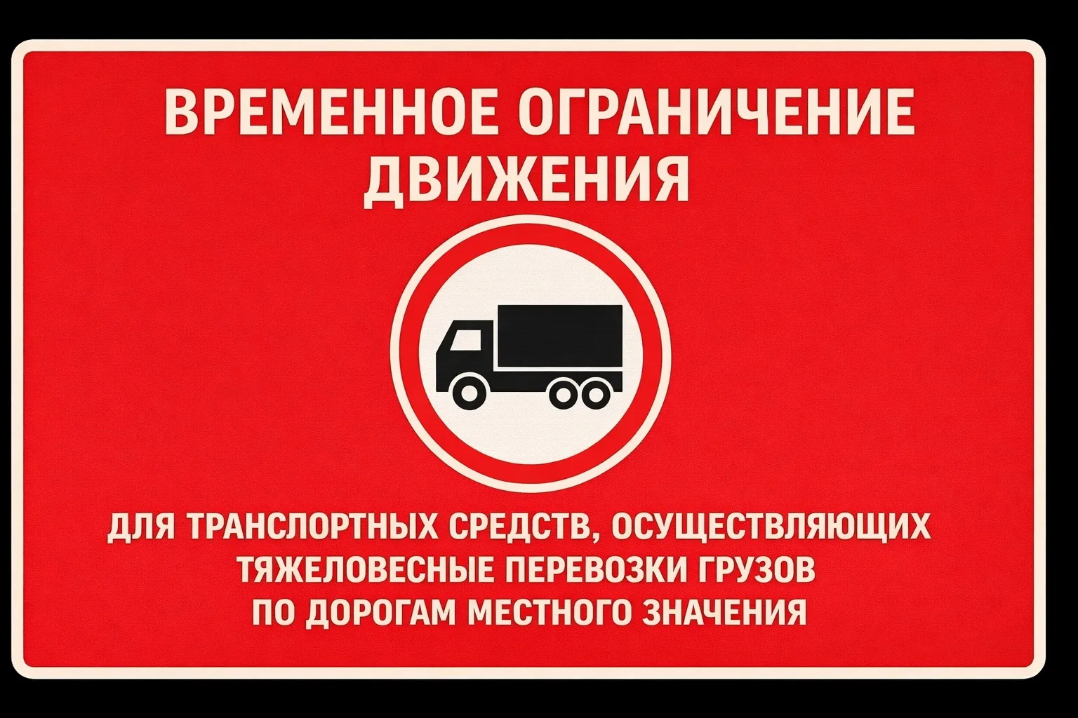 Внимание! Временные ограничения движения тяжеловесного транспорта на дорогах местного з...