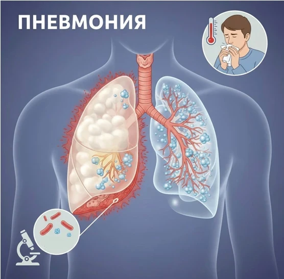 Пневмония — острое заболевание, при котором в лёгких развивается воспаление. Это воспал...