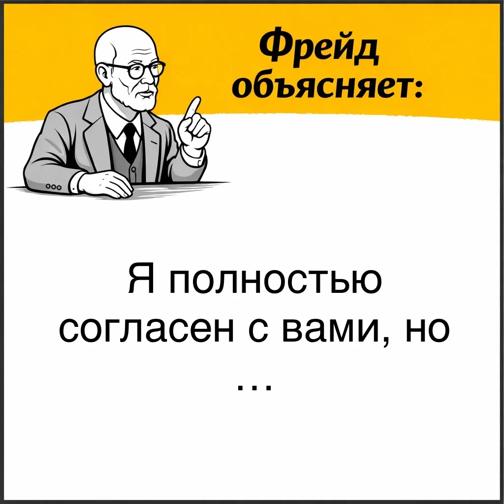 Фрейд обращал внимание на случаи, когда человек сначала делает утверждение, а затем сам же его отмен