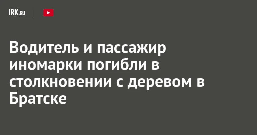В Братске водитель и пассажир Kia погибли после вреза в дерево 🌳