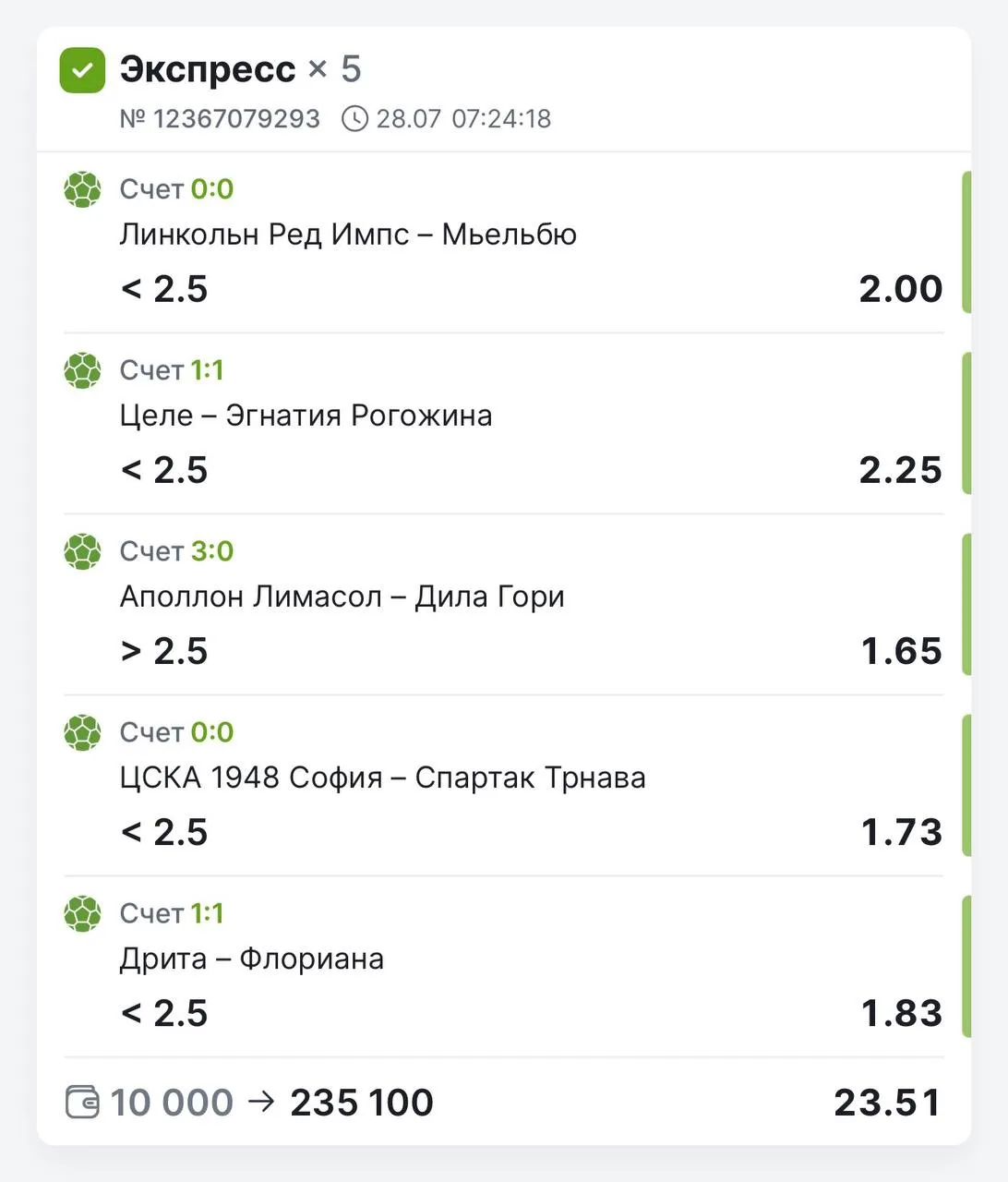 УВЕРЕННАЯ ПОБЕДУ ПО КФ 23.51✅✅

1️⃣Пишешь мне 👈

2️⃣Оплачиваешь

Получаешь готовый экспресс и стави