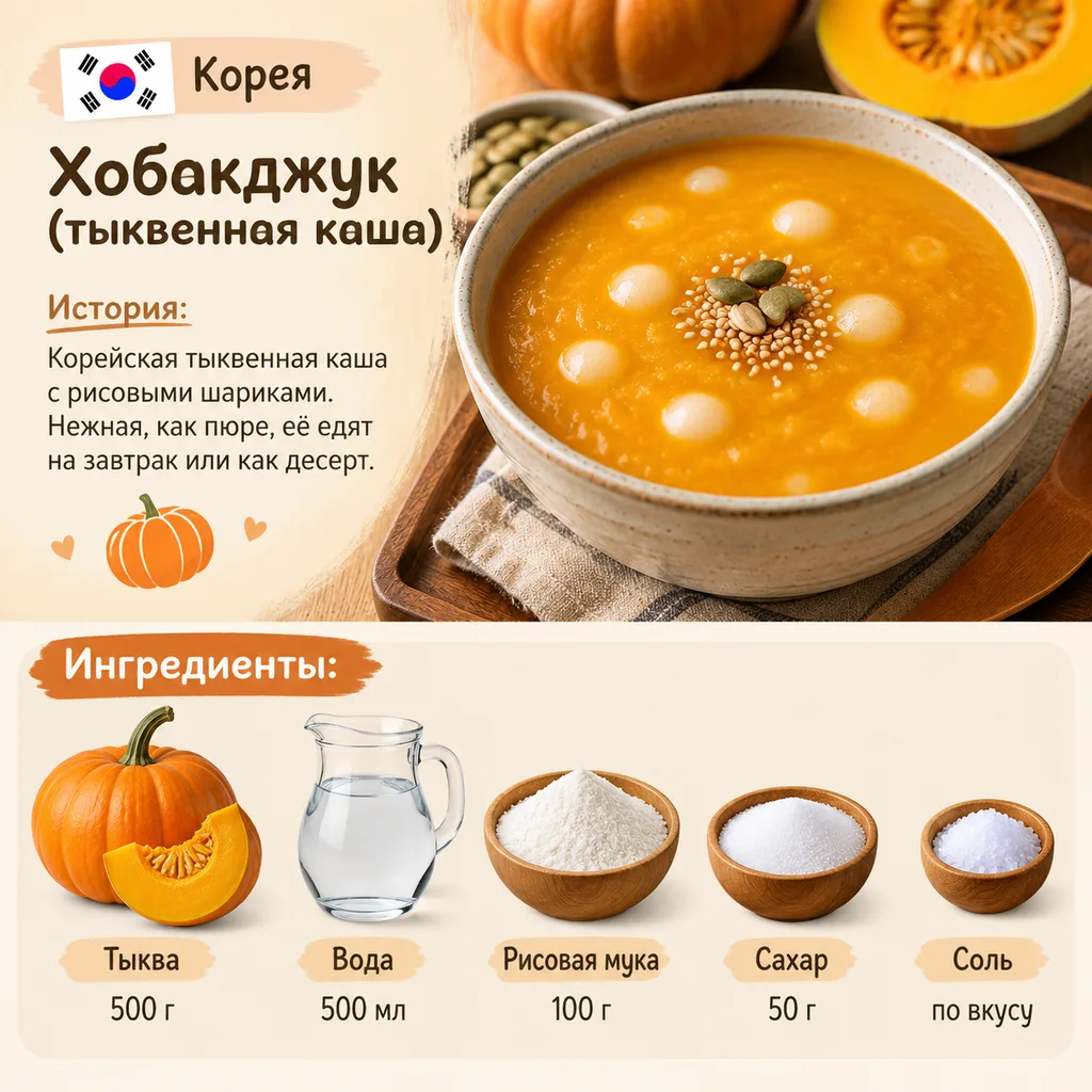 Корея: Хобакджук (тыквенная каша)