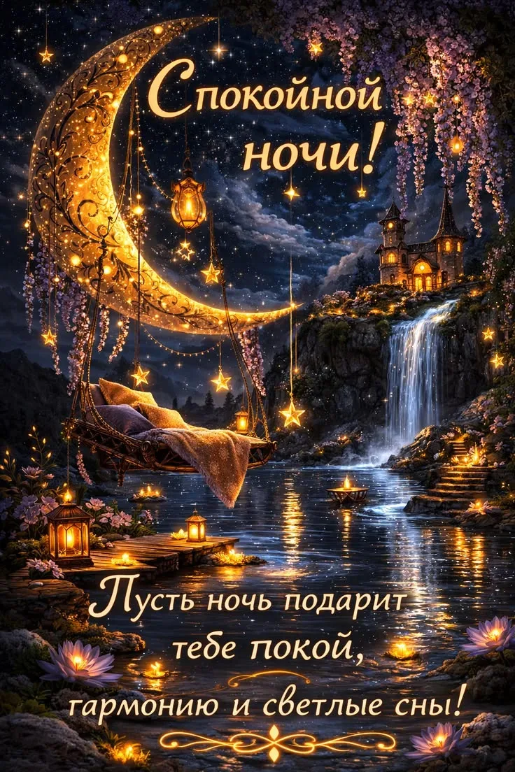 Доброй ночи 🌙 Пусть этот вечер заберёт с собой все тревоги, а ночь подарит спокойствие, уют и крепк