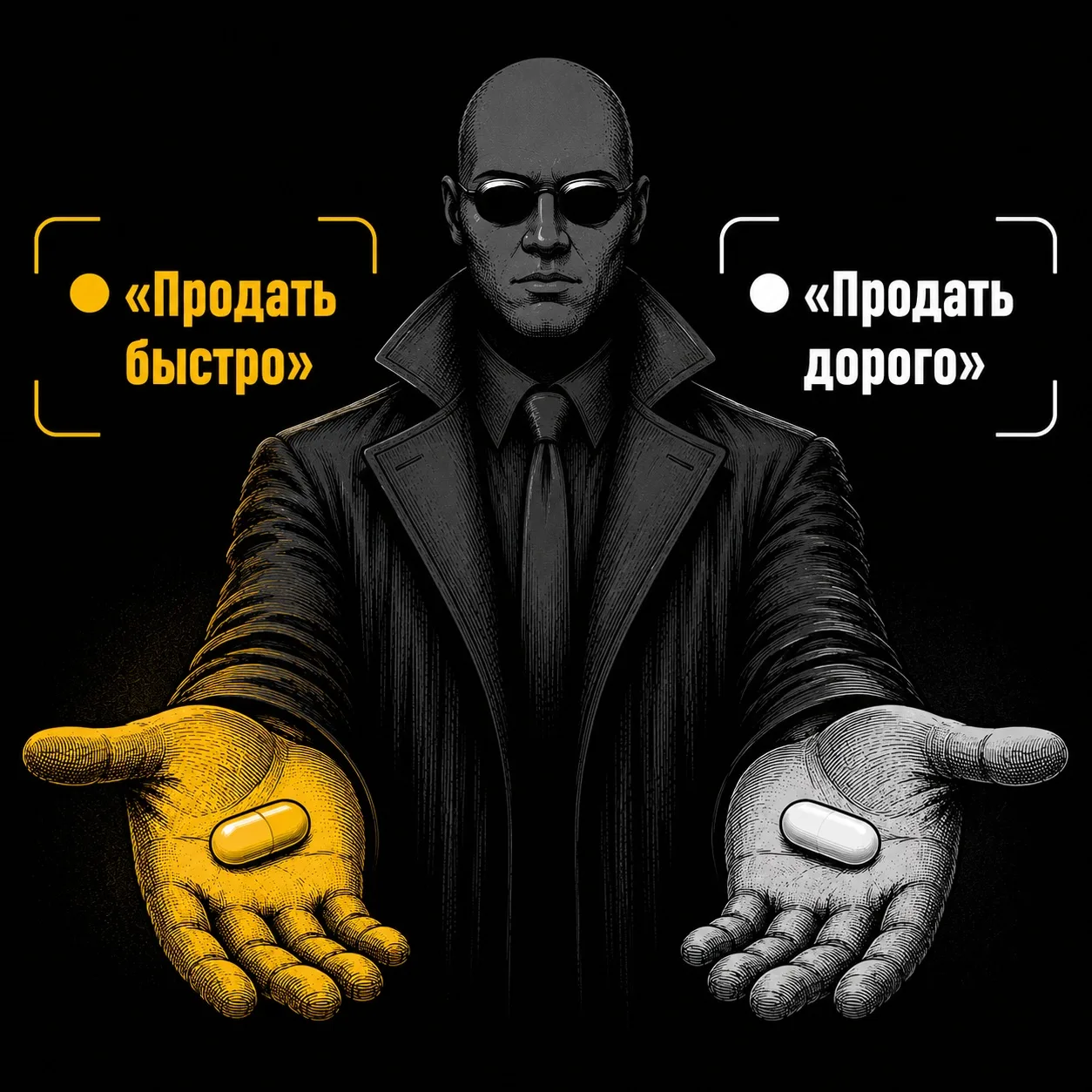 Выбери свою таблетку: 

🔥- продать быстро
💯-продать дорого