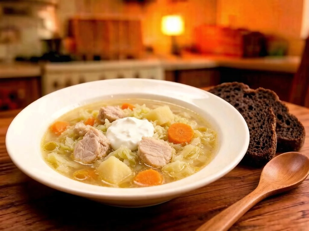 Щи из свежей капусты с курицей