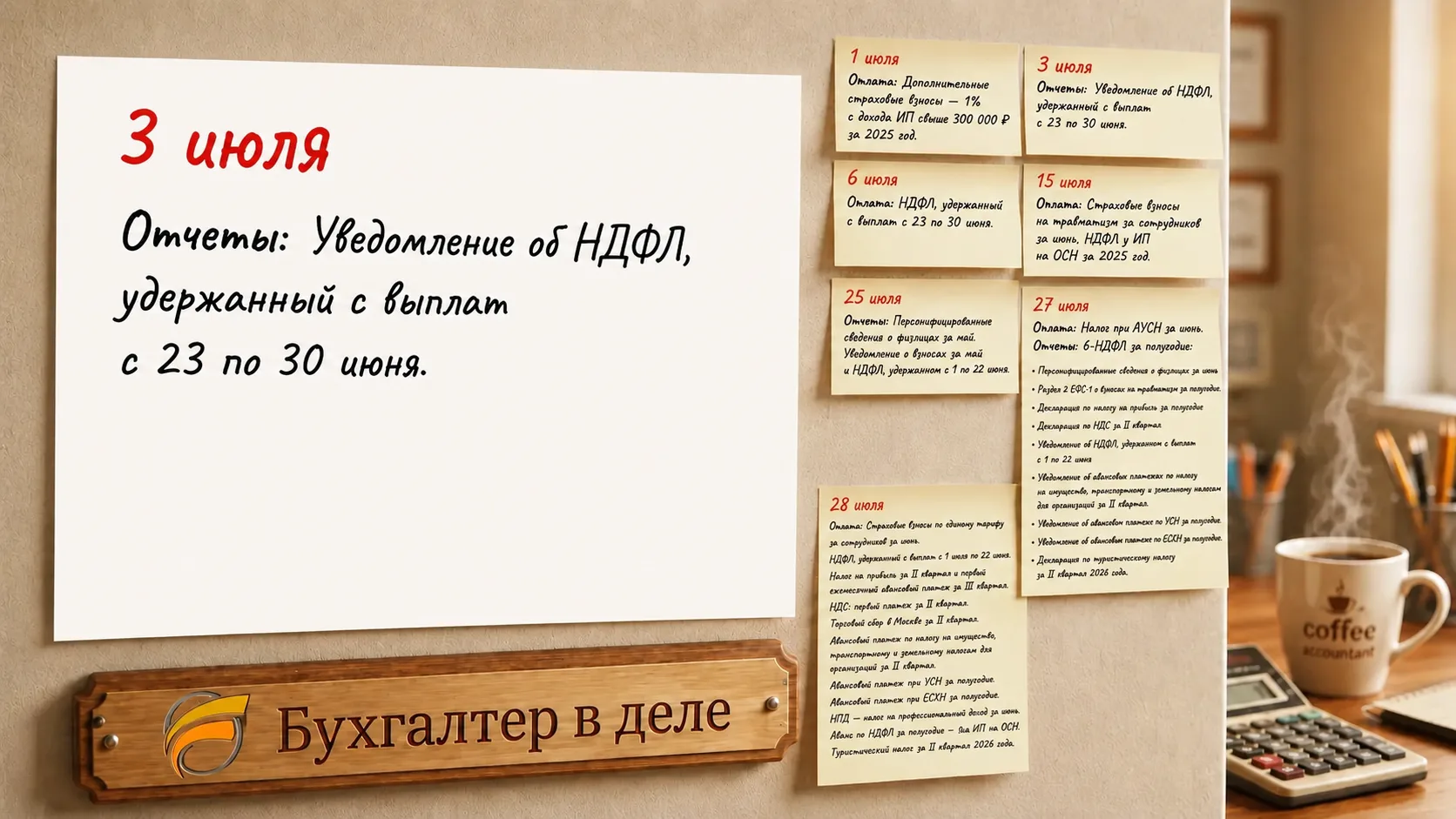 📆Календарь бухгалтера на 3 ИЮЛЯ 2026 года