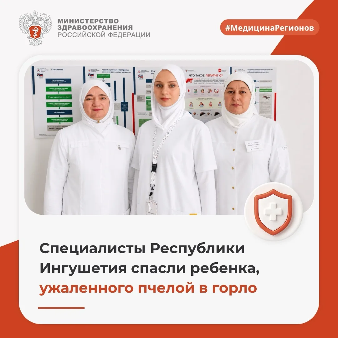 👦 Специалисты Республики Ингушетия спасли ребенка, ужаленного пчелой в горло