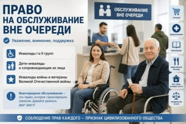 🛡️ Кто имеет право на обслуживание без очереди: напоминание от Минтруда Кубани