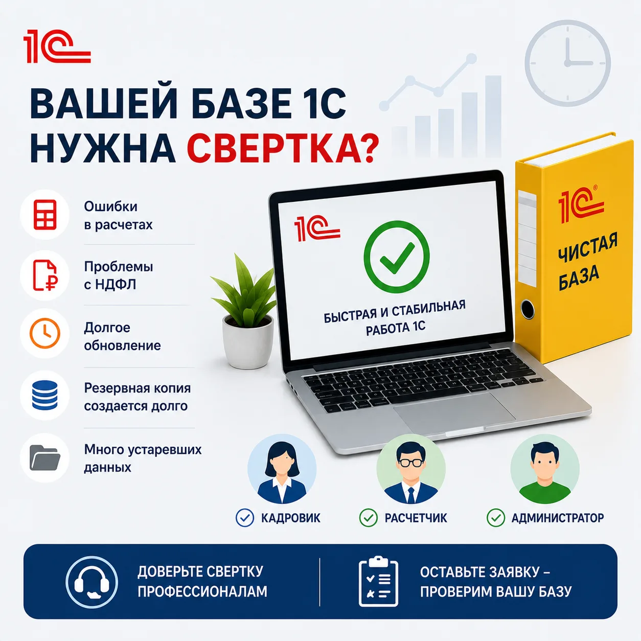 Когда пора обращаться к программисту?

 5 признаков, что вашей базе 1С уже нужна свертка
Проверьте с