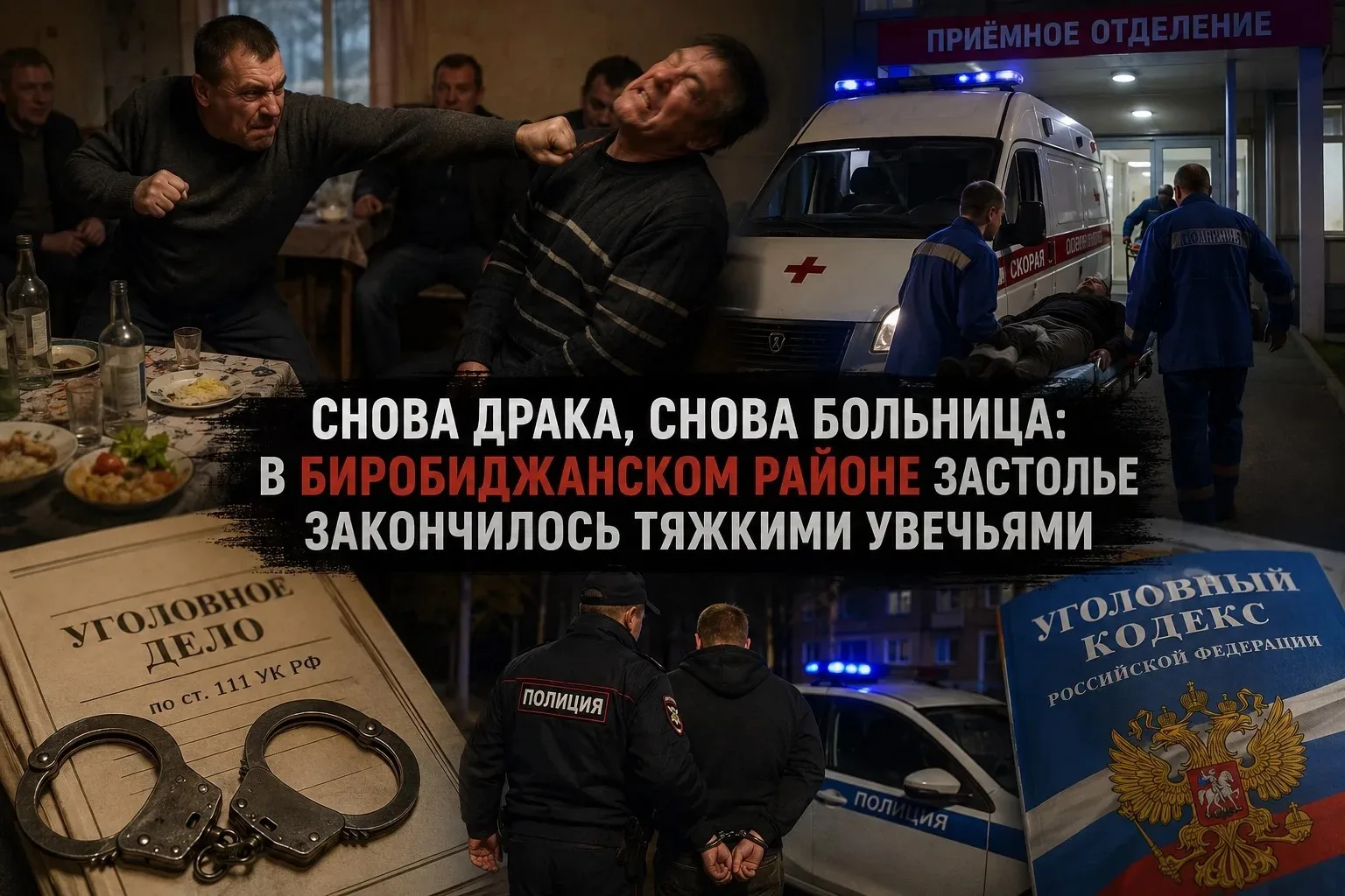 Снова драка, снова больница: в Биробиджанском районе застолье закончилось тяжкими увечьями

В селе К