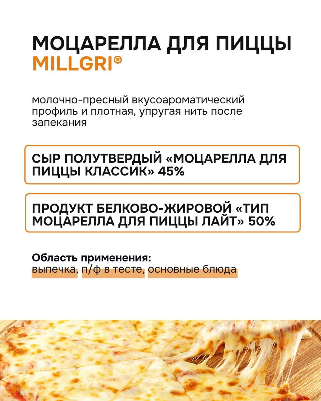 Линейка сыров MILLGRI® сочетает в себе функциональность, технологическую устойчивость и экономическу