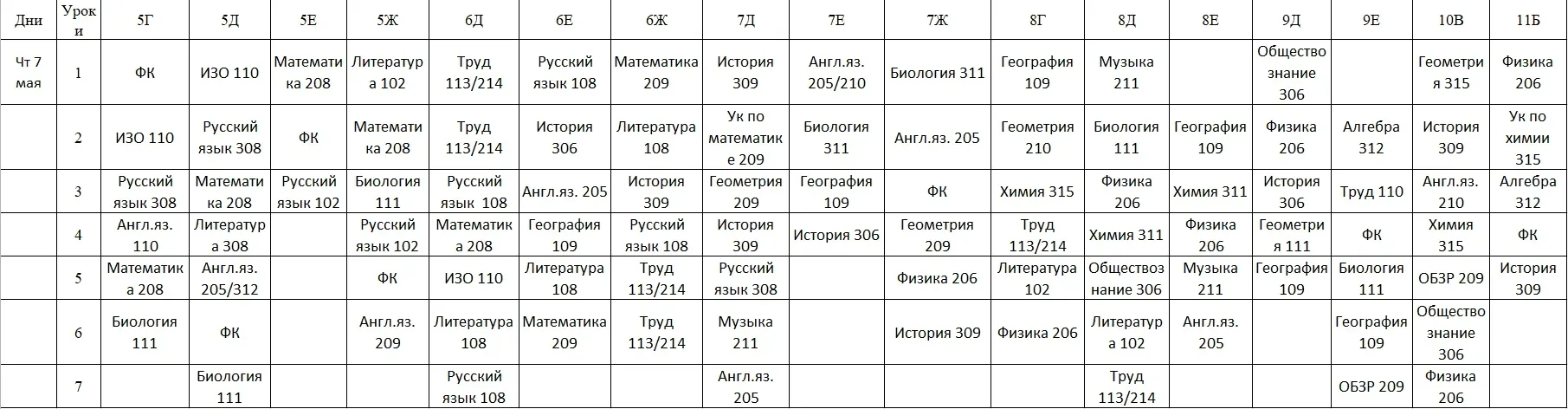 Расписание на 07.05.2026 🏜