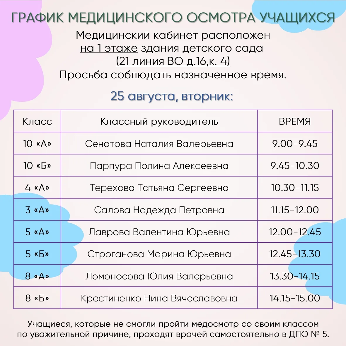 🩺 МЕДИЦИНСКИЙ ОСМОТР УЧАЩИХСЯ