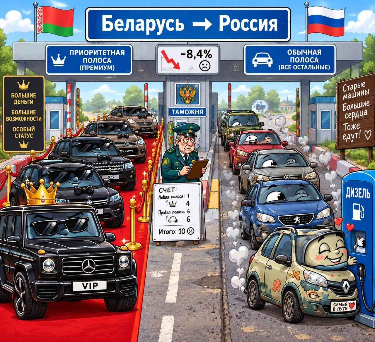 Автостат: импорт легковых авто через Беларусь сократился на 8,4% за 8 месяцев 🚗