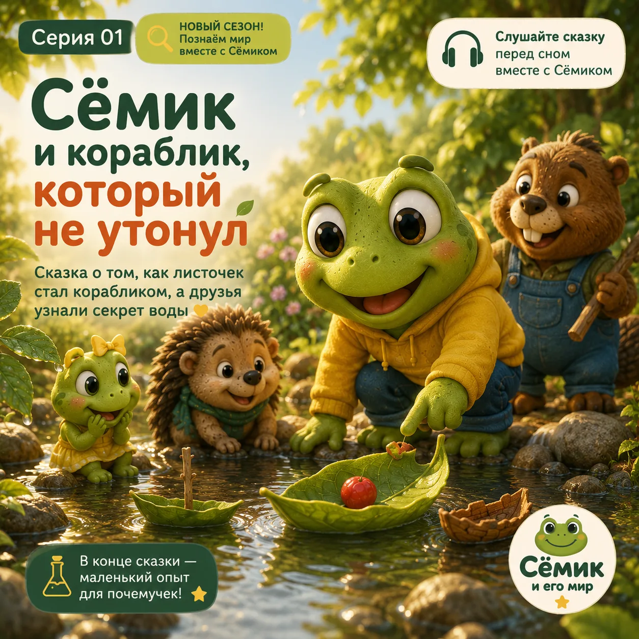 🎉 Ура! Мы открываем новый сезон сказок «Познаём мир вместе с Сёмиком» 🐸💚