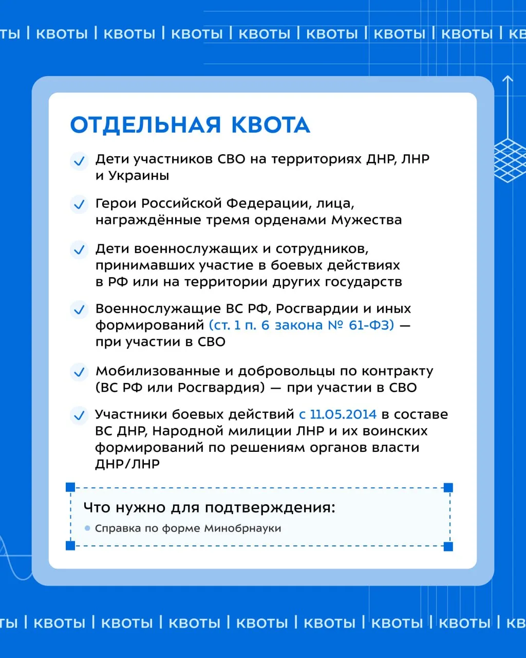 📃 Что такое отдельная и особая квоты?

Отдельная и особая квоты — возможности поступить на бюджет в
