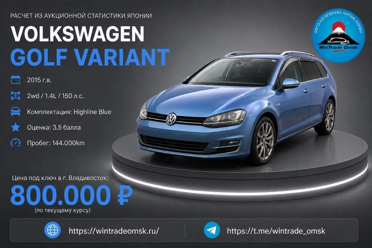 Расчет из аукционной статистики Японии Volkswagen Golf Variant 🇯🇵