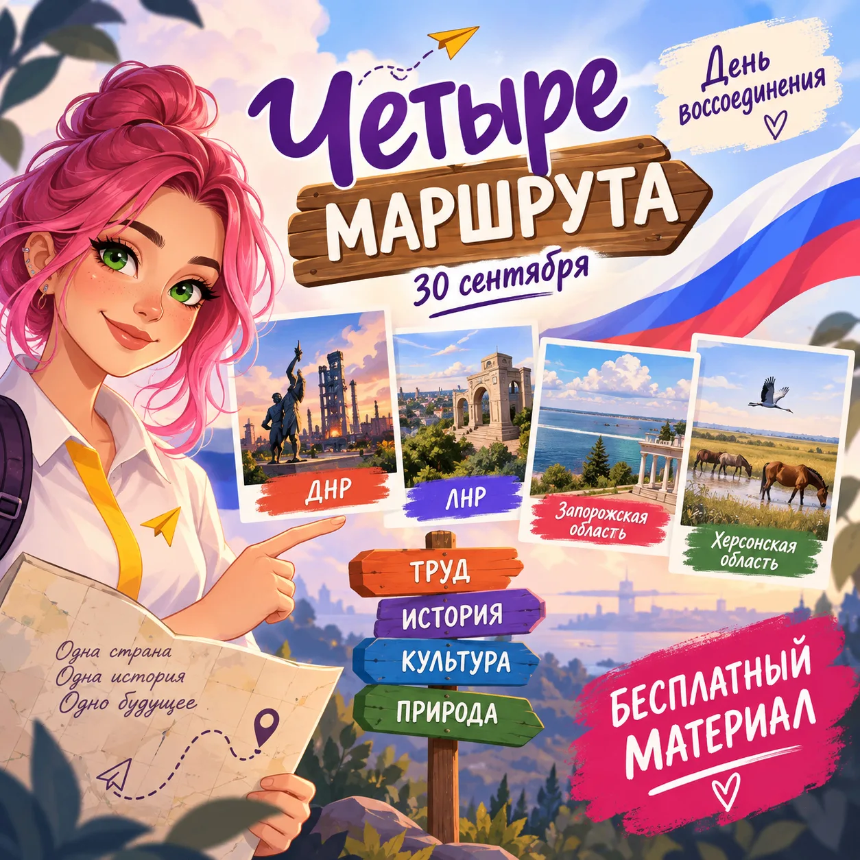 К 30 сентября подготовила полностью бесплатный материал «Четыре маршрута» 🇷🇺Мне самой...