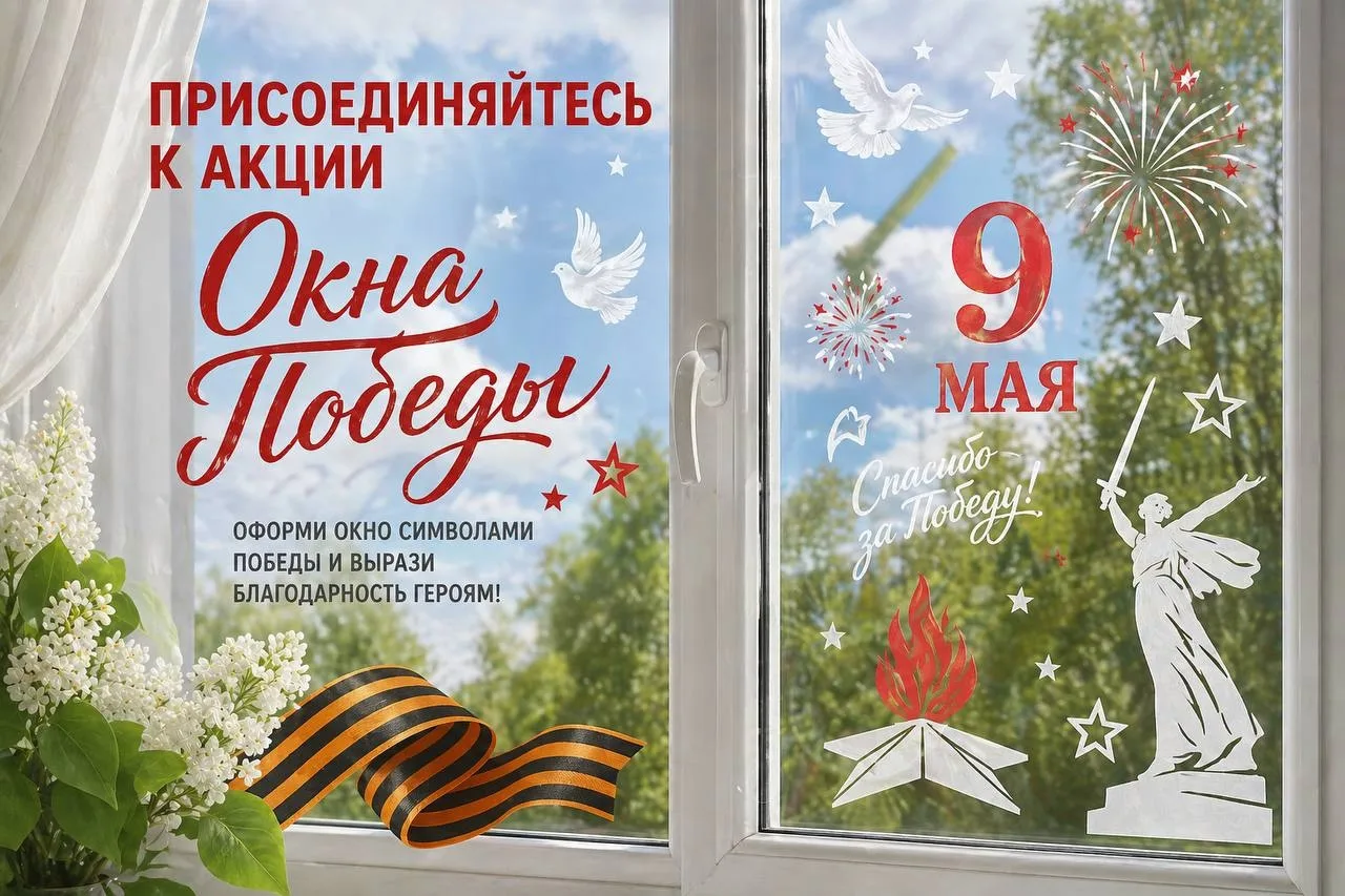🕊Присоединяйтесь к акции "Окна Победы"!🕊  📢Украшайте окна в честь Великой Победы и делитесь светлыми