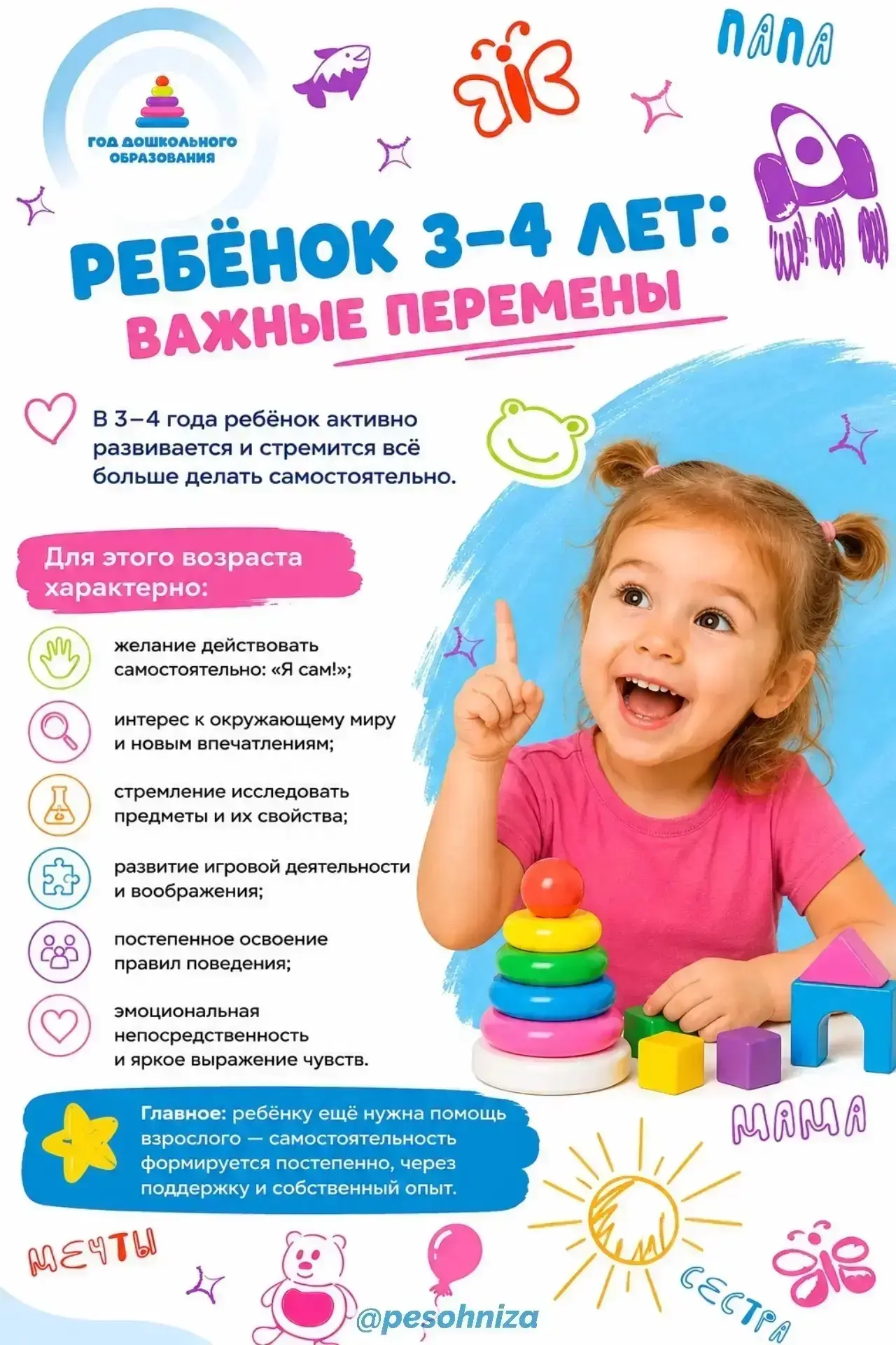 🎈ВОЗРАСТНЫЕ ОСОБЕННОСТИ ДЕТЕЙ 3–4 ЛЕТ