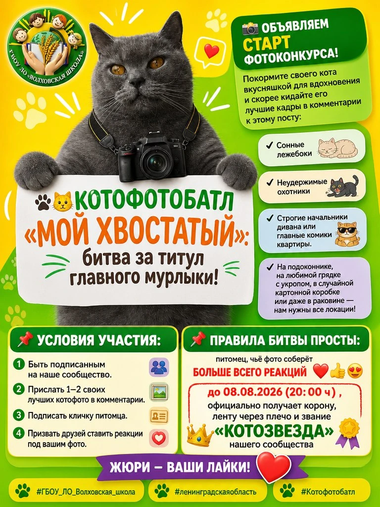 Внимание! В школьной группе ВК объявлен КОТОФОТОБАТЛ