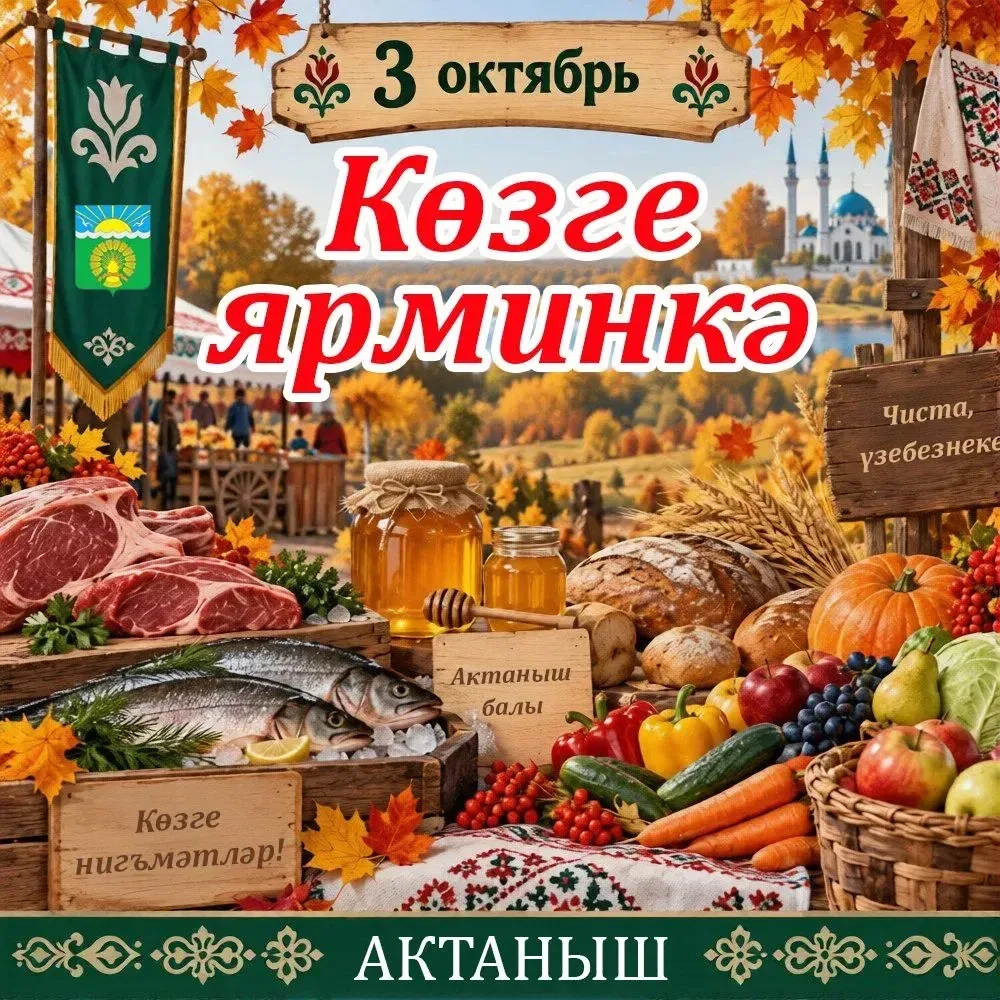 Иртәгә, 3 октябрь көнне, өлкәннәр ункөнлеге уңаеннан район үзәгендә зур көзге ярминкә у...