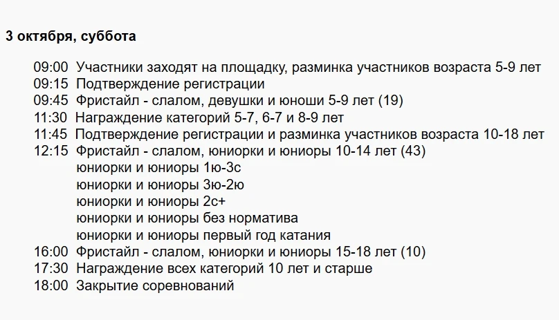 Финализированы группы и расписание на 52-й Детский Кубок слалому, который пройдёт 3 окт...
