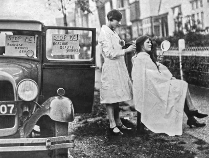 Мобильная парикмахерская в Лондоне, 1930 год